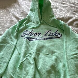 Mint Green Hoodie with Silver Lake Print